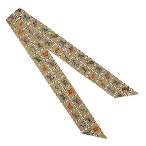 HERMES Twilly Couvertures et Tenues de jour Silk100% Mordre/Blanc/Blue - Picture 2 of 8